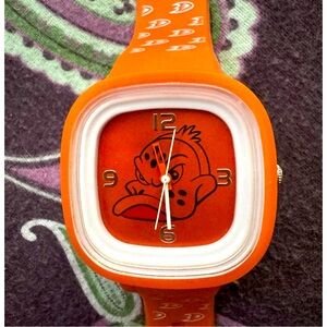 Orange Kids Watch with Cartoon Design